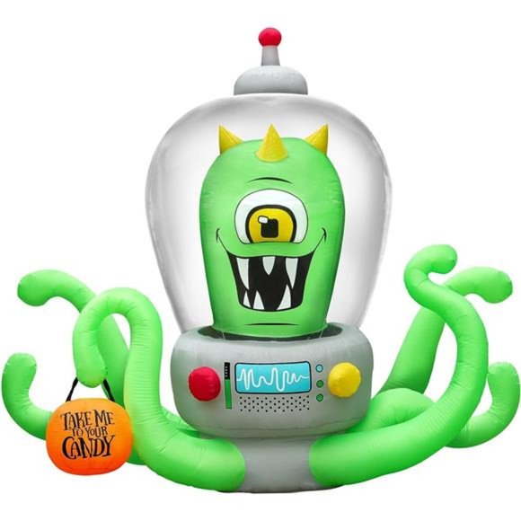 7 ft Trick or Treating Alien - Inflatable Outdoor Halloween Decor Blow Up Arch